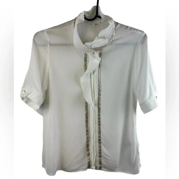CHLOÉ KIDS RUFFLE-COLLAR BLOUSE WHITE Sz 14 - Picture 1 of 16